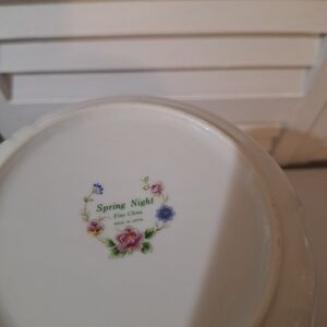 Spring Night Fine China Floral Dinner Plate - White with Pink & Blue Accents